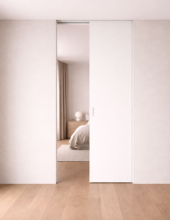 Simulación puerta corredera a medida del proyecto de interiorismo